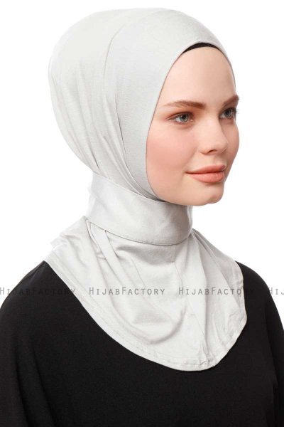 Zeliha - Hijab Práctico Viscosa Gris Claro
