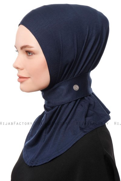 Zeliha - Hijab Práctico Viscosa Azul Marino