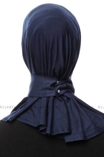 Zeliha - Hijab Práctico Viscosa Azul Marino
