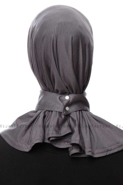 Zeliha - Hijab Práctico Viscosa Gris Oscuro
