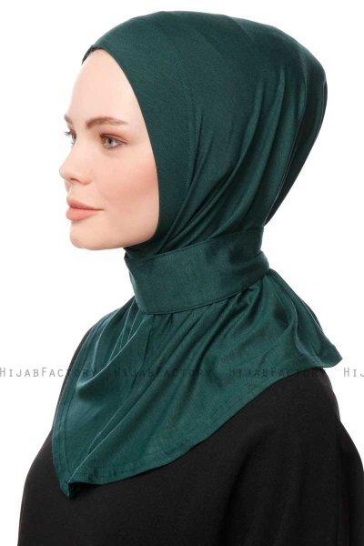 Zeliha - Hijab Práctico Viscosa Verde Oscuro
