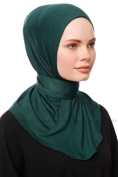 Zeliha - Hijab Práctico Viscosa Verde Oscuro