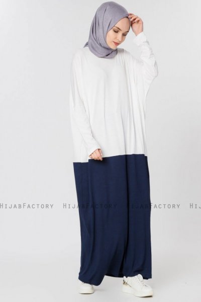 Zenia Vit & Marinblå Klänning Miss Halima 280142b