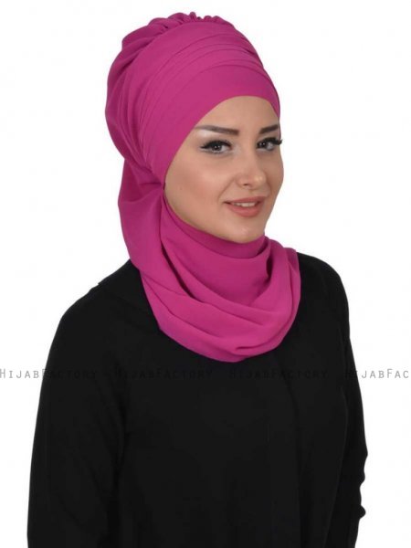 Zoe Fuchsia Chiffon Turban Sjal Hijab Ayse Turban 322810c