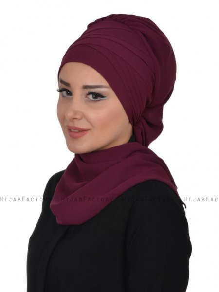 Zoe Plommon Chiffon Turban Ayse Turban 322814b