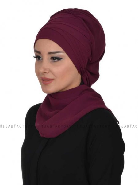 Zoe Plommon Chiffon Turban Ayse Turban 322814c